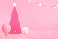 3D Christmas background, festive and pink design vector