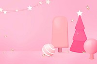 3D Christmas background, festive and pink design vector