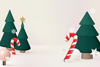 3D winter holidays background, Christmas tree and candy cane vector