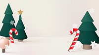 Festive Xmas desktop wallpaper, Christmas tree and candy cane background vector
