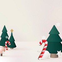 Winter holidays background, 3D Christmas tree and candy cane vector