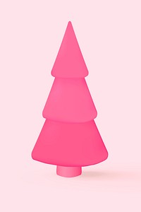 Pink cute Christmas tree, 3D holiday decor vector