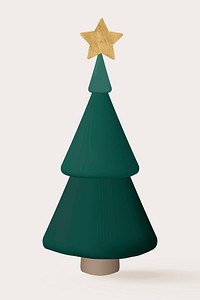 Christmas tree, cute 3D festive decoration vector