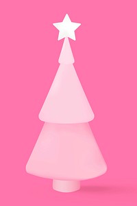 Pink cute Christmas tree, 3D holiday decor psd