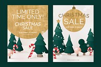 Christmas sale poster template vector set