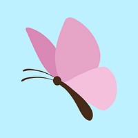 Pink butterfly sticker, design element psd