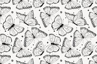 Ink butterfly background, line art pattern design