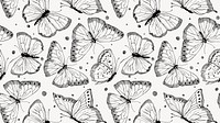 Ink butterfly computer wallpaper, line art design vector