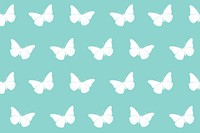 Butterfly background pattern, mint green minimal design vector