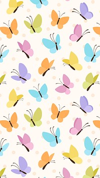 Cute butterfly mobile wallpaper, pastel design 