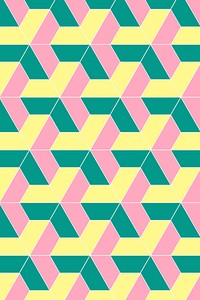 Cute heart background, pink geometric pattern colorful design vector