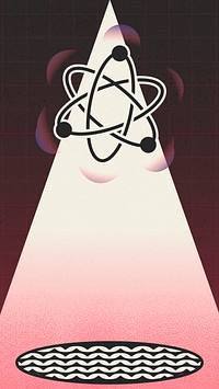 Retro sci fi iPhone wallpaper, surrealistic art on red background vector