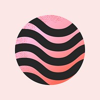 Halftone pink badge, wave collage element psd