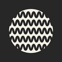 Round badge geometric shape, wave collage element vector