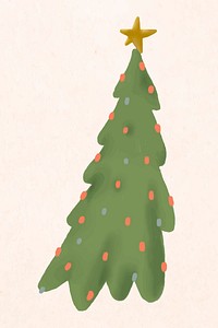 Christmas tree doodle vector, cute winter holidays illustration