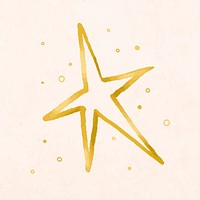 Gold star doodle, Christmas hand drawn vector, cute winter holidays illustration