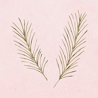 Christmas doodle, pine leaves, cute illustration