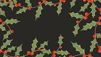 Holly frame, Christmas computer wallpaper, winter holiday illustration vector