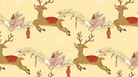Reindeer desktop wallpaper, Christmas seamless pattern background vector