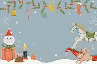 Christmas background, cute frame, winter holiday illustration psd