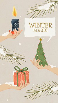 Christmas online greeting, Instagram story, holiday seasons illustration
