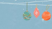 Christmas baubles desktop wallpaper, winter holidays illustration