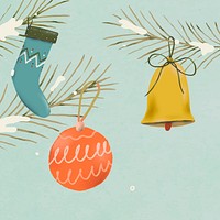 Christmas baubles background, winter holidays illustration vector