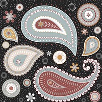 Indian paisley background, abstract floral pattern in earth tone vector