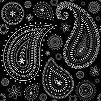 Paisley pattern background, mandala abstract illustration in black vector