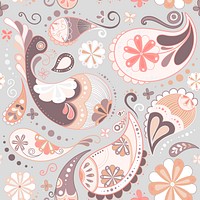 Paisley pattern background, pastel cute decorative illustration vector