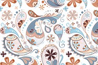 Paisley pattern background, blue cute decorative illustration vector