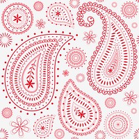 Red paisley background, traditional Indian pattern illustration vector