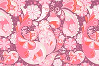 Pink paisley background, traditional floral pattern design vector