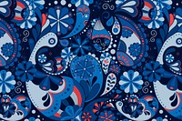 Blue paisley pattern background, Indian floral art vector