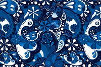 Blue paisley pattern background, Indian floral art vector