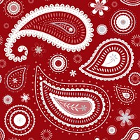Aesthetic paisley background, red traditional Indian pattern vector