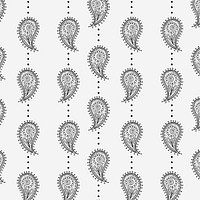 Seamless paisley pattern background, black and white illustration vector