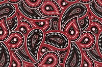 Abstract paisley background, Indian pattern in red and black vector