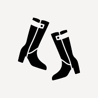 Boots sticker, fashion branding, black and white design psd