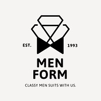 Business logo template, men's apparel shop branding design, black and white vector