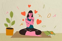 Healthy woman cartoon, self-care illustration