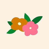 Colorful flower sticker, cute doodle illustration vector
