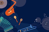 Blue aesthetic background, musical instrument frame in retro design vector