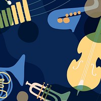 Retro music background, blue instrument illustration vector