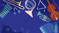 Retro music desktop wallpaper, blue instrument illustration vector