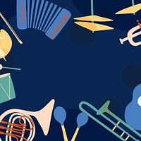 Retro music background, blue instrument illustration vector