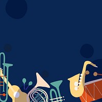 Retro music background, blue instrument illustration vector