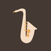 Saxophone sticker, musical instrument in beige vector