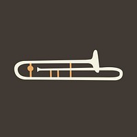 Trombone sticker, musical instrument in beige psd