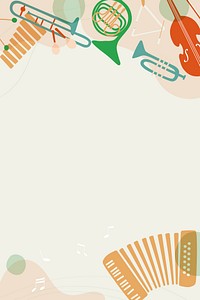 Aesthetic jazz background, musical instrument border in pastel orange vector